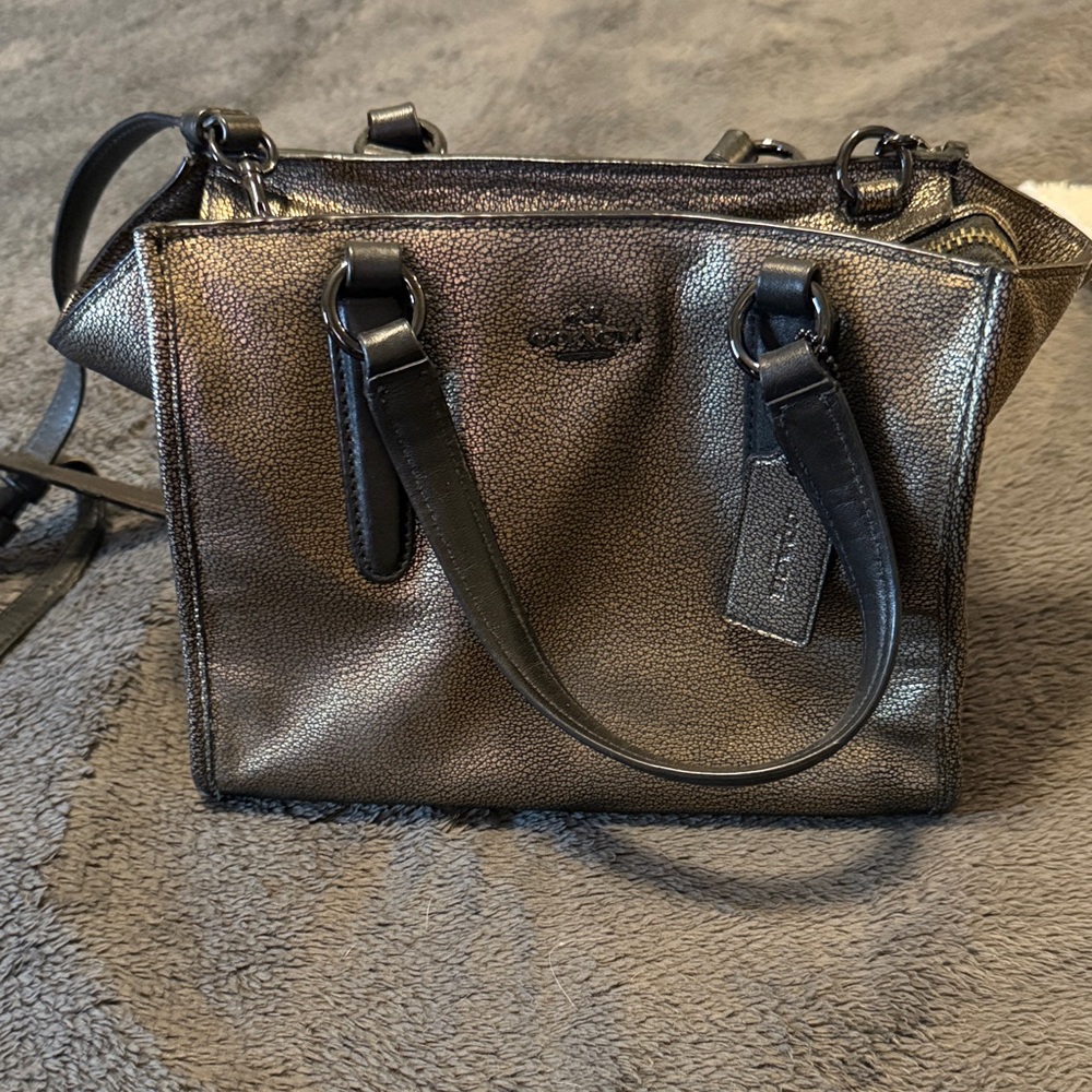 Coach Shimmering Black Satchel